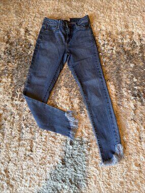 JUST BLACK DENIM Cropped Raw Hem Jeans Distressed Made In USA Women’s 27